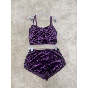 2PCS Velvet Set Women Sexy Lingerie Nightwear Sleepwear Top + Short Pajama Set